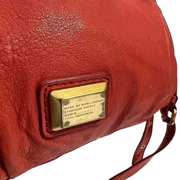 MARC JACOBS Red Leather Shoulder Bag w Strap - Picture 3 of 12